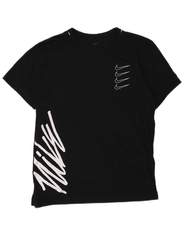 Camiseta masculina Nike Dri Fit Standard Fit gráfica top pequeno preto poliéster