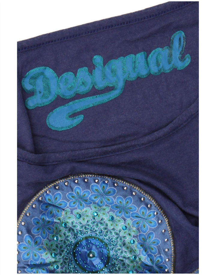 Camiseta gráfica feminina DESIGUAL UK 12 médio azul marinho floral