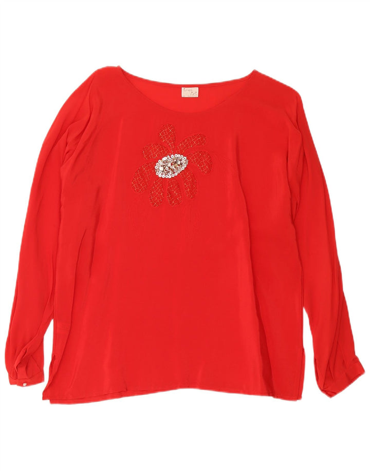 Blusa feminina Ines Top IT 46 grande acetato floral vermelho