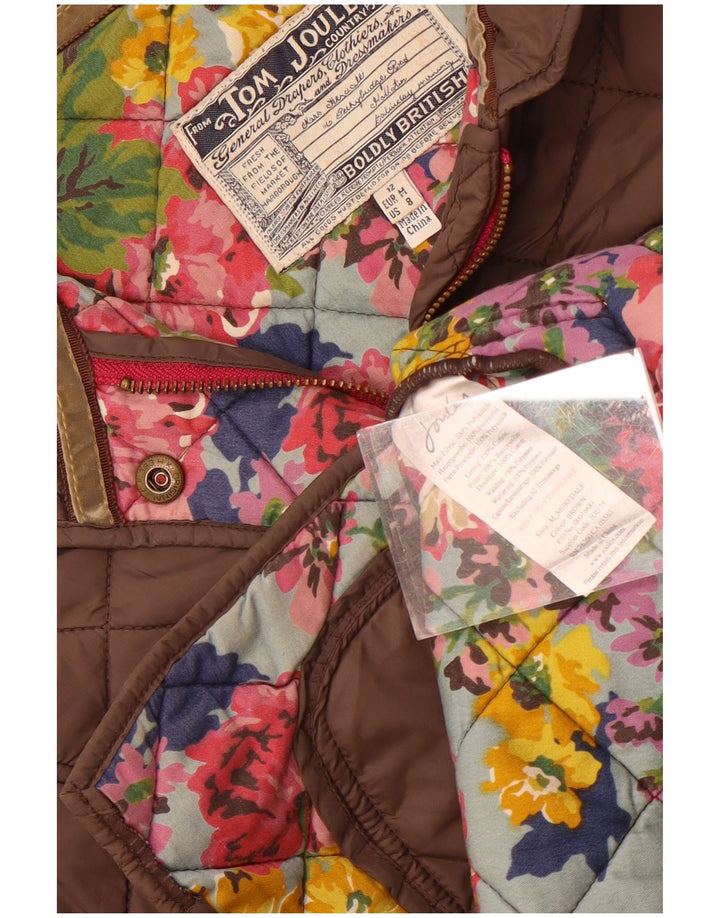 Jaqueta acolchoada feminina Joules UK 12 algodão cinza médio