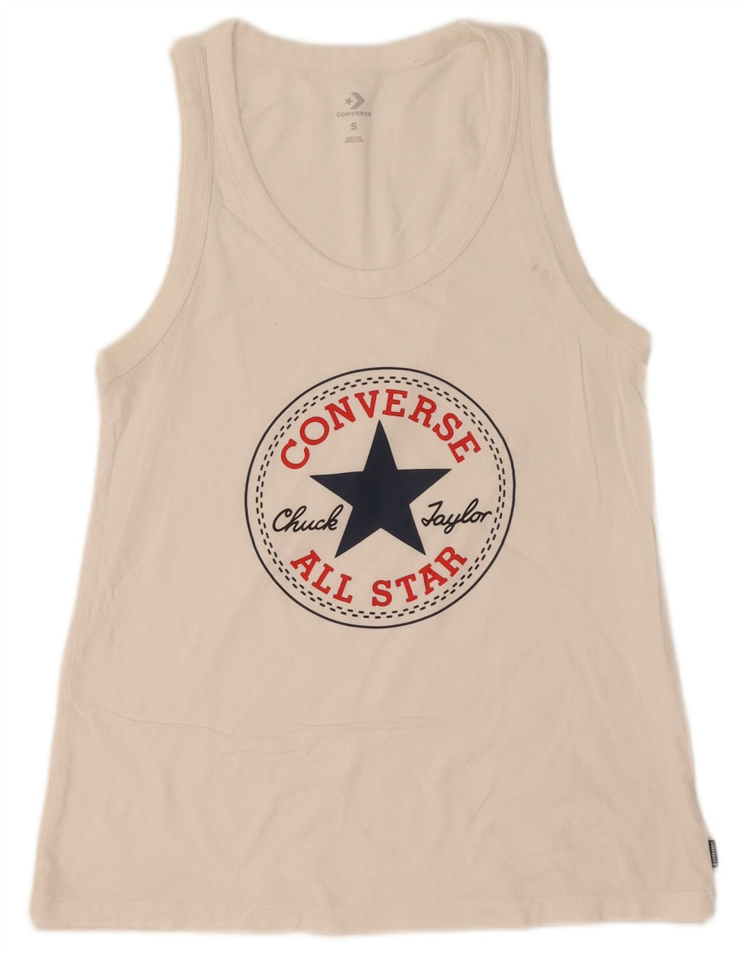 Converse Mulher Graphic Vest Top UK 8 Pequeno Branco