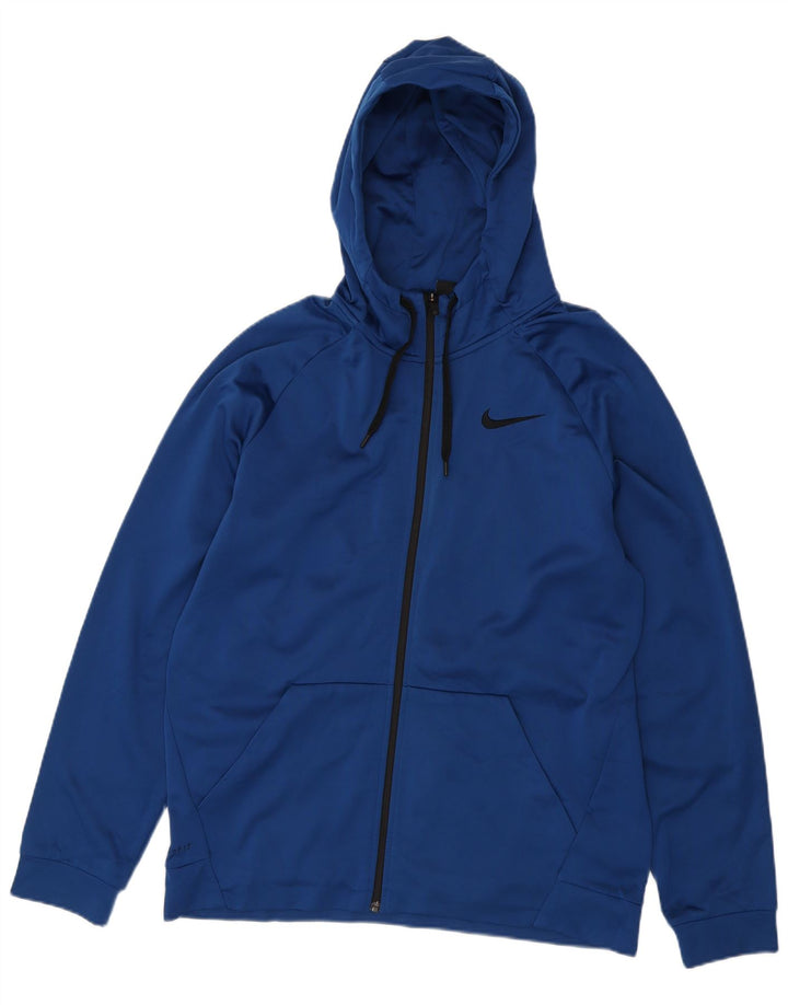 Suéter Nike masculino Dri Fit Zip com capuz grande poliéster azul