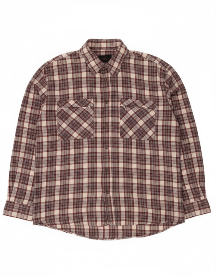 Camisa masculina de flanela do projeto europeu XL cinza xadrez algodão