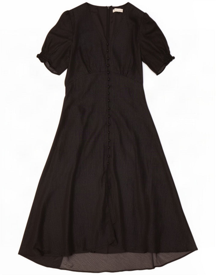 Rowen Avenue vestido maxi feminino Reino Unido 12 poliéster preto médio