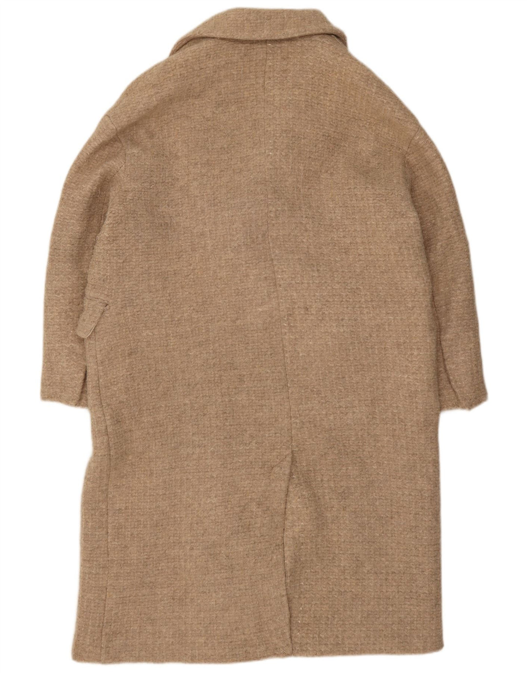 Casaco feminino Zara com peito duplo Reino Unido 42 XL lã bege