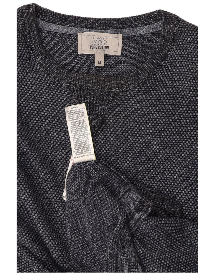 Suéter masculino MARKS & SPENCER com gola redonda e algodão cinza médio