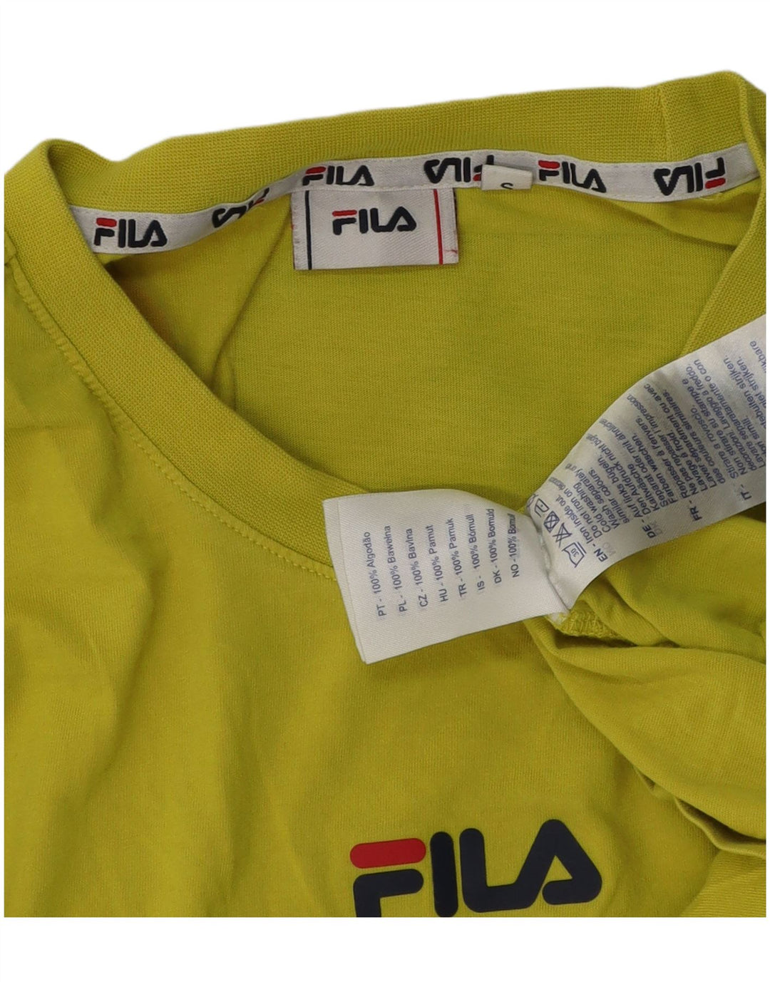 Fila Mens Graphic T-Shirt Top Pequeno Algodão Verde