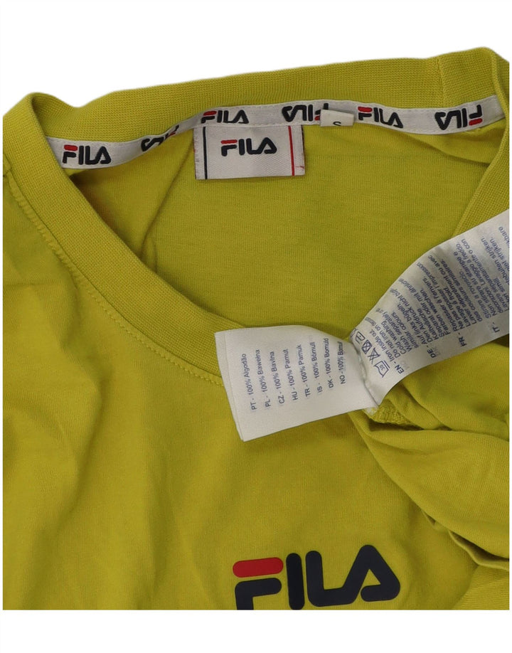 Fila Mens Graphic T-Shirt Top Pequeno Algodão Verde