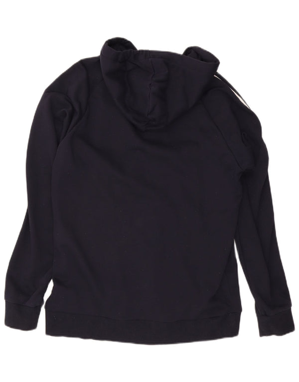 ADIDAS Suéter masculino com capuz e zíper grande algodão azul marinho