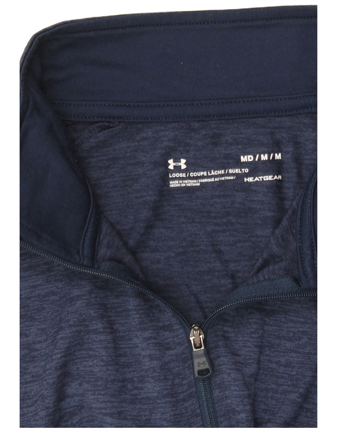 Under Armour Mens Heat Gear Pulôver Treino Top Médio Azul Marinho Salpicado