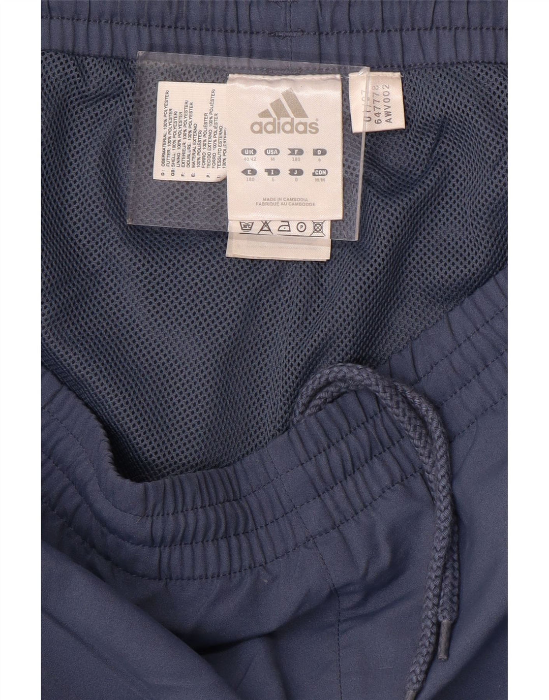 Calças de treino masculinas ADIDAS UK 40/42 poliéster azul médio