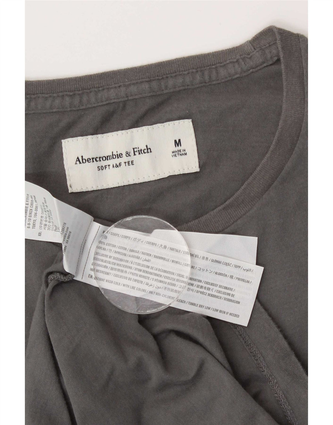 Camiseta masculina Abercrombie & Fitch Top cinza médio algodão
