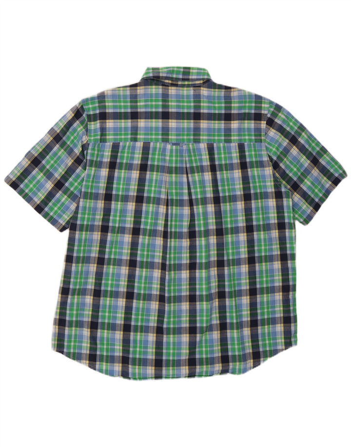 Camisa masculina de manga curta Chaps XL verde xadrez algodão
