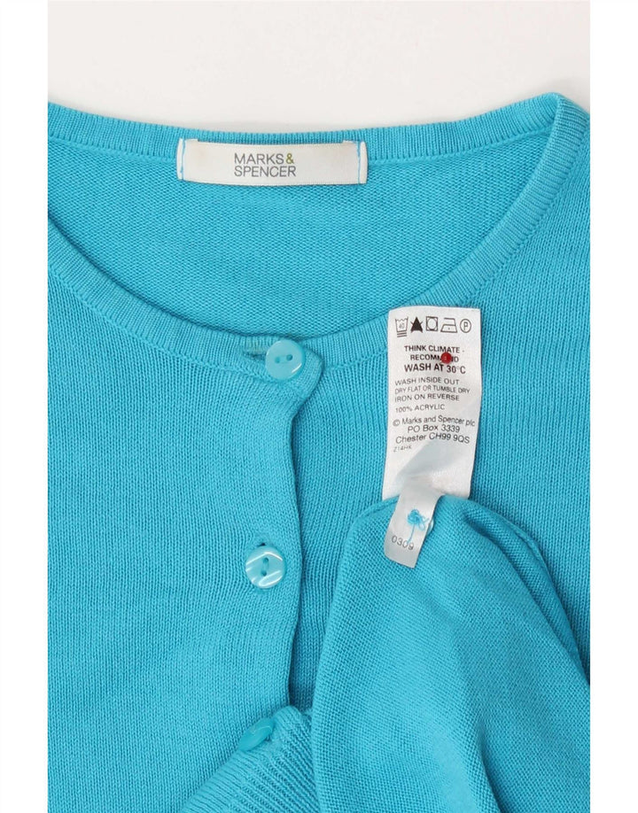 Suéter cardigã feminino Marks & Spencer Reino Unido 8 pequeno turquesa acrílico