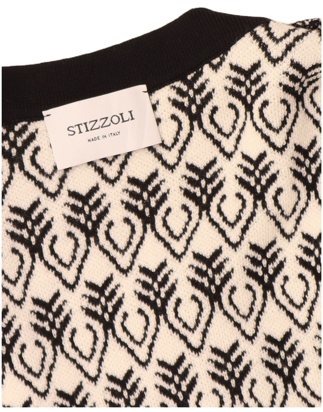 Suéter cardigã feminino STIZZOLI com palangre IT 46 grande branco geométrico