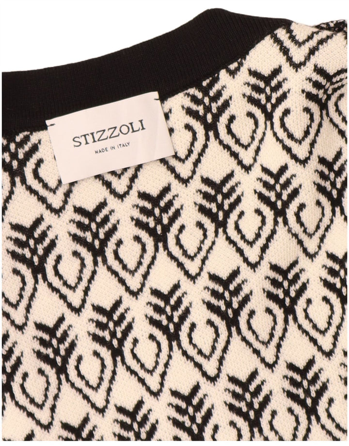 Suéter cardigã feminino STIZZOLI com palangre IT 46 grande branco geométrico