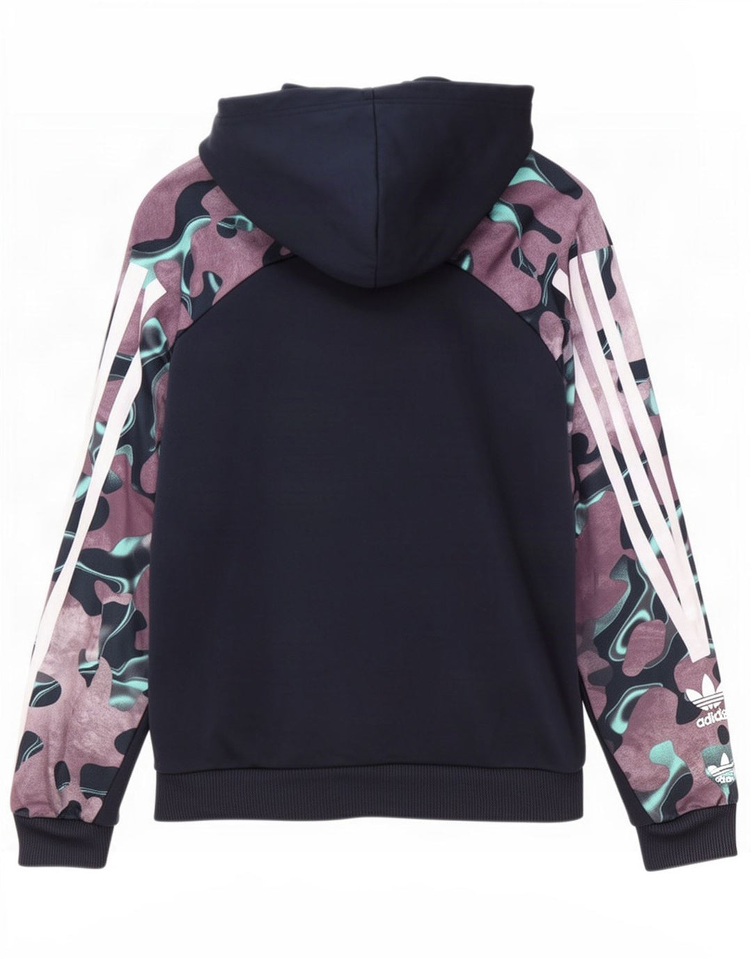 Adidas masculino moletom com capuz pequeno poliéster camuflado azul marinho