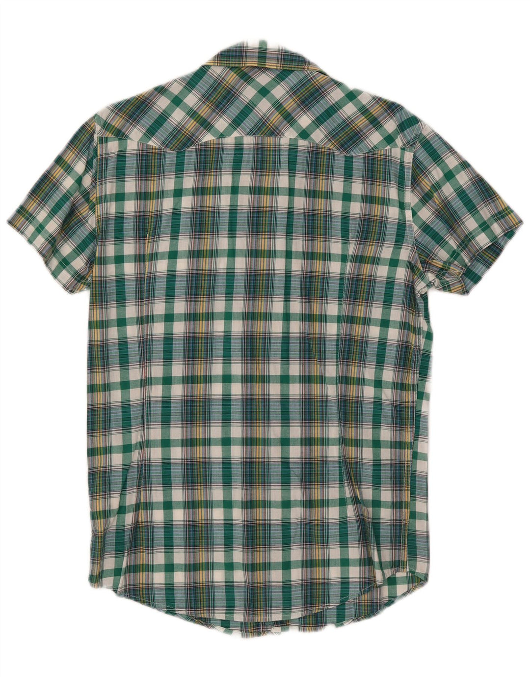 Lee Mens Rider Camisa de manga curta verde médio algodão xadrez
