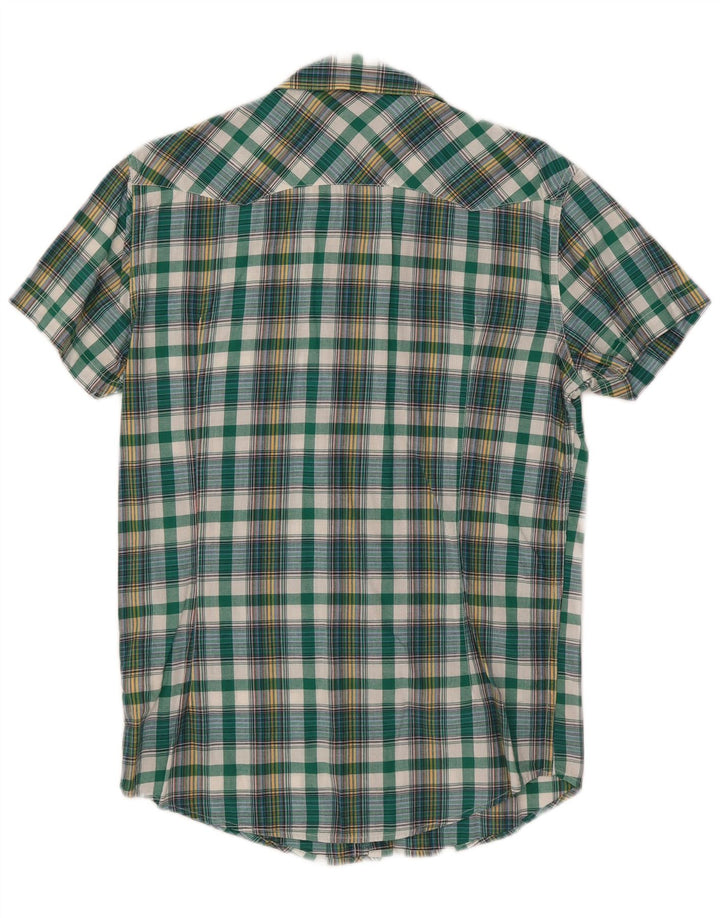 Lee Mens Rider Camisa de manga curta verde médio algodão xadrez