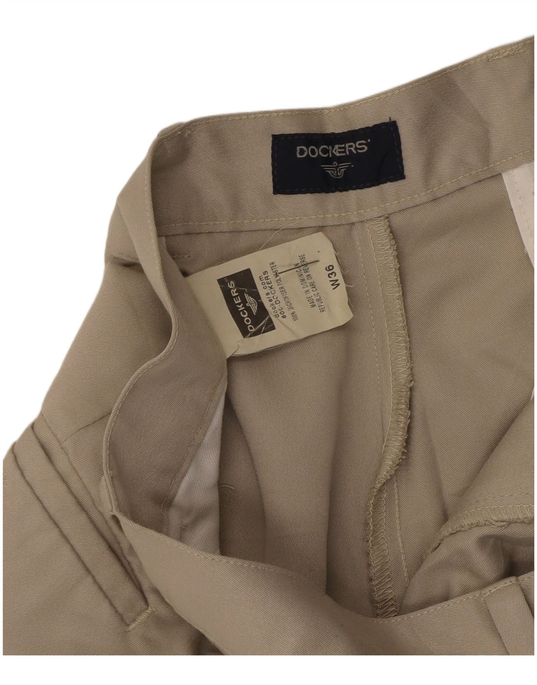 Dockers Mens Pegged Chino Shorts W36 Grande Poliéster Bege