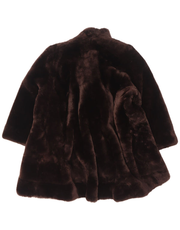 Sobretudo feminino vintage de pele sintética grande Reino Unido 16 grande marrom