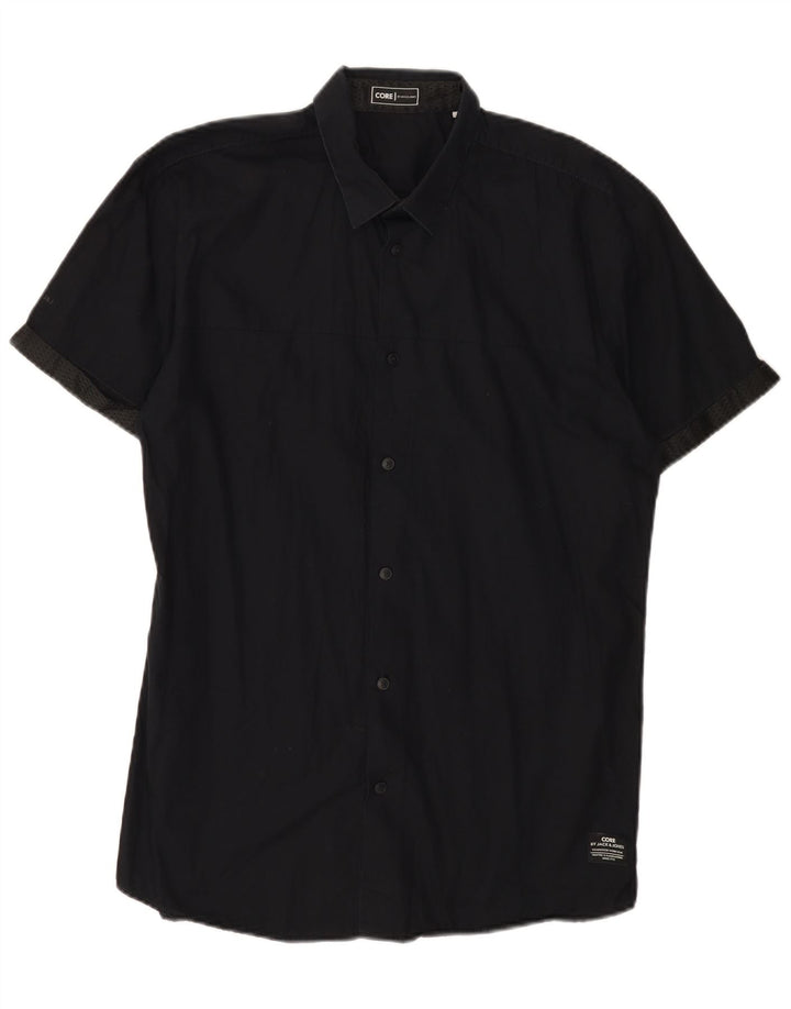 Camisa masculina de manga curta Jack & Jones grande algodão preto
