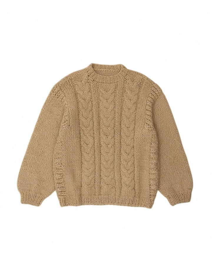 Suéter masculino VINTAGE com gola redonda grande bege