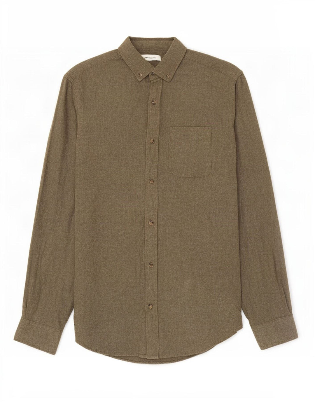 Camisa masculina de flanela Jack & Jones pequena de algodão cáqui