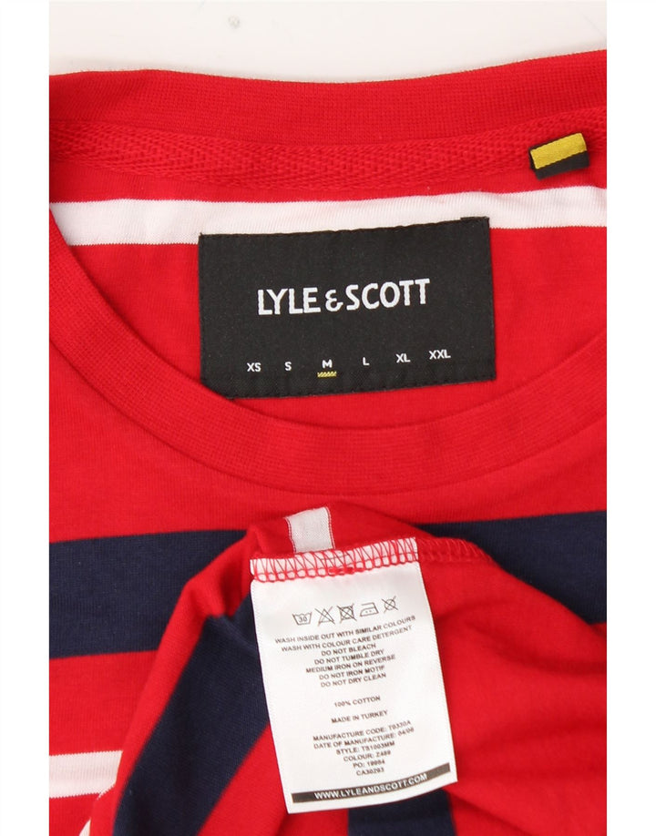 Camiseta masculina LYLE & SCOTT Top médio de algodão listrado vermelho