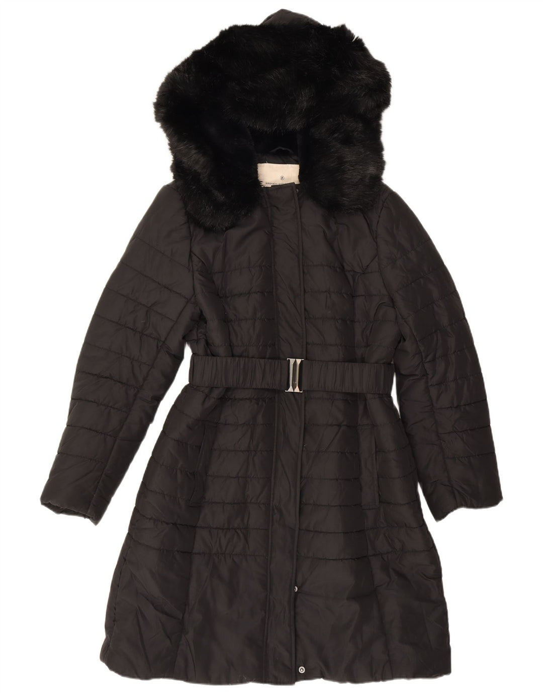 Casaco acolchoado com capuz feminino French Connection UK 12 poliéster preto médio