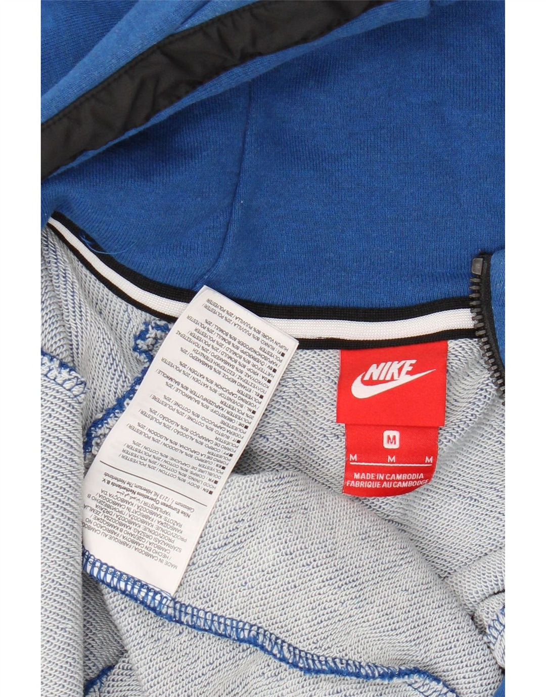 Suéter masculino NIKE com capuz e zíper azul médio algodão