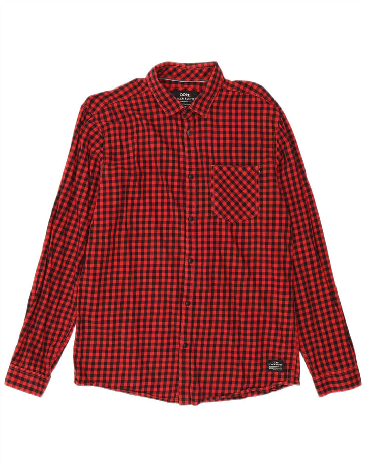 Camisa masculina Jack & Jones XL vermelha algodão guingão