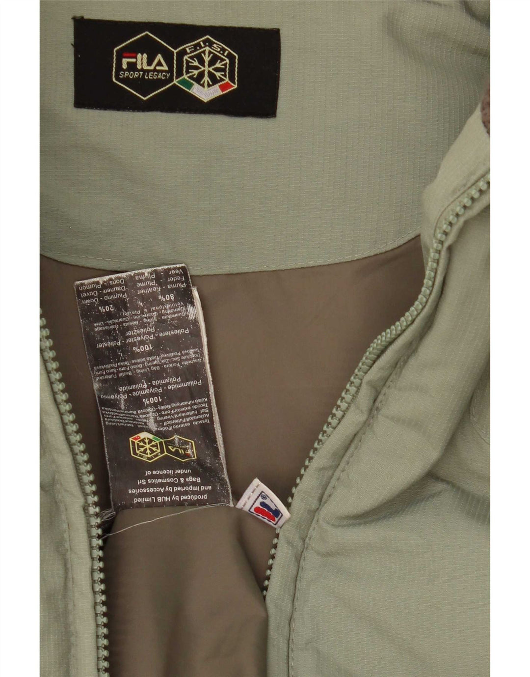 Jaqueta acolchoada masculina Fila UK 40 grande poliamida verde