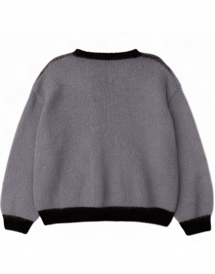 Suéter cardigã feminino vintage Reino Unido 16 grande azul argyle/diamante
