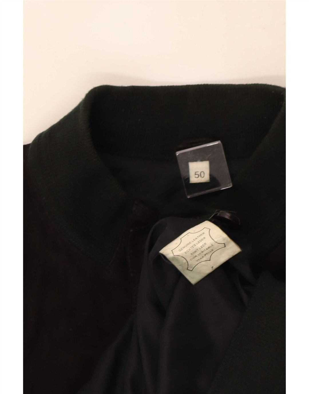 Jaqueta bomber de camurça masculina vintage IT 50 grande couro preto