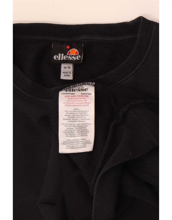 Ellesse moletom feminino jumper UK 14 grande algodão preto