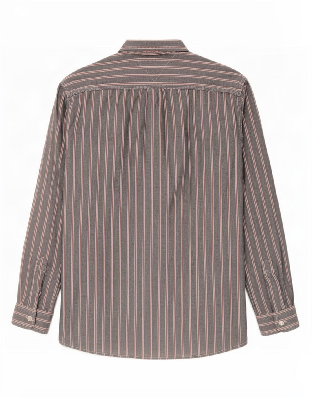 Camisa masculina Tommy Hilfiger cinza médio listrado algodão