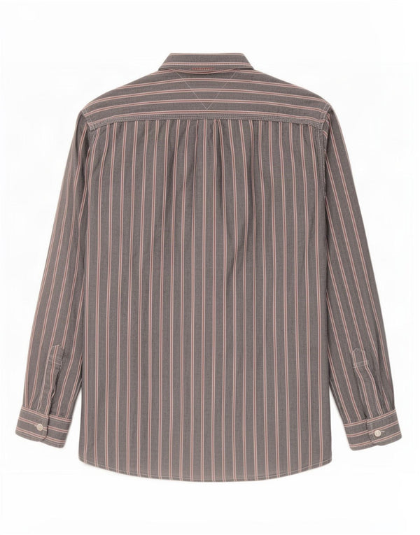 Camisa masculina Tommy Hilfiger cinza médio listrado algodão