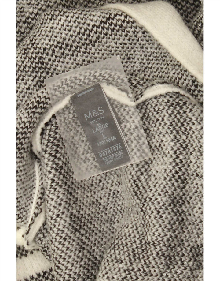 Suéter cardigã feminino Longline Marks & Spencer Reino Unido 16 xadrez branco grande
