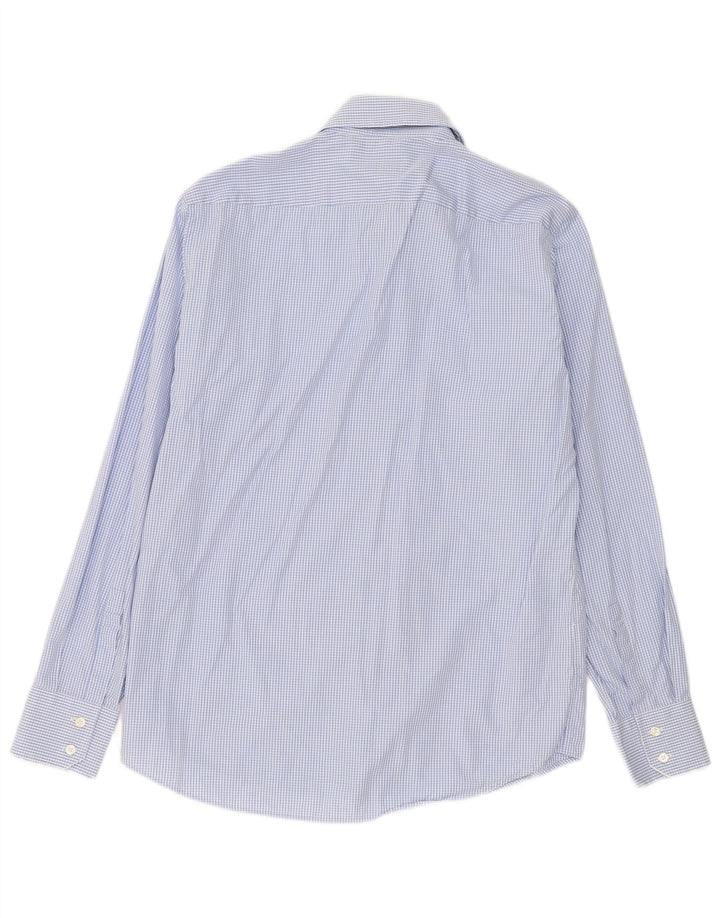 Camisa masculina Hugo Boss tamanho 40 15 3/4 médio azul guingão