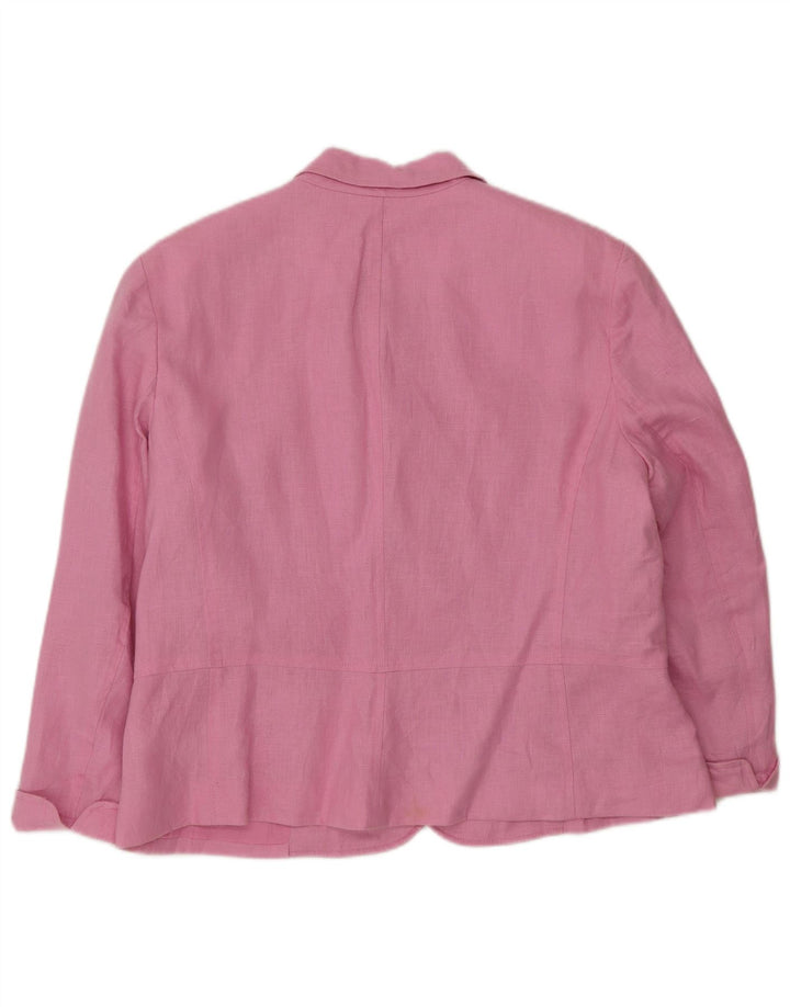 Jaqueta blazer feminina Chaps com 4 botões e manga 3/4 Reino Unido 18 XL linho rosa