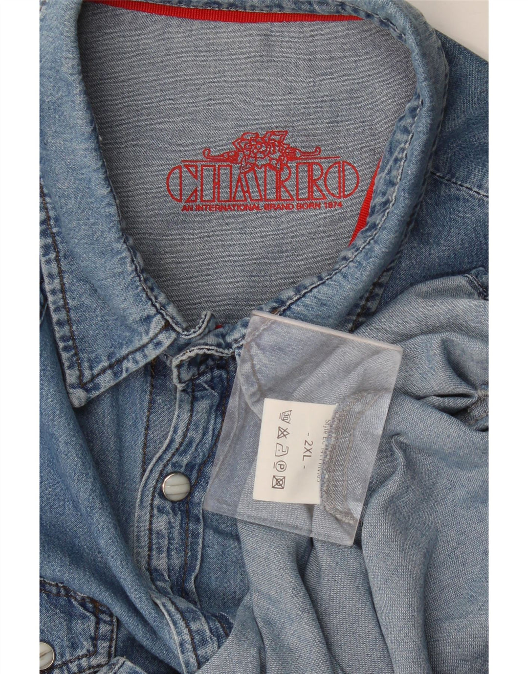 Camisa jeans masculina Charro 2XL algodão azul