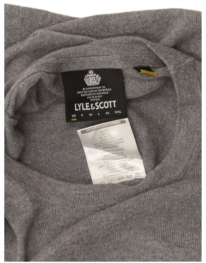 Lyle & Scott Suéter masculino com gola redonda XS algodão cinza
