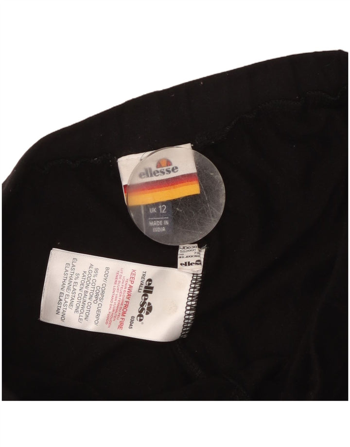 Ellesse Leggings Femininas Gráficas UK 12 Médio Algodão Preto