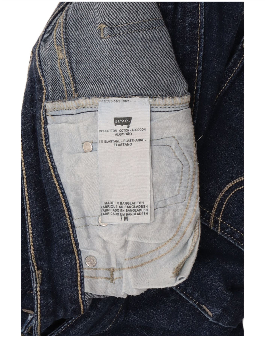 Calça jeans feminina Levi's 518 Super Low Bootcut US 7 Médio W30 L30 Azul marinho