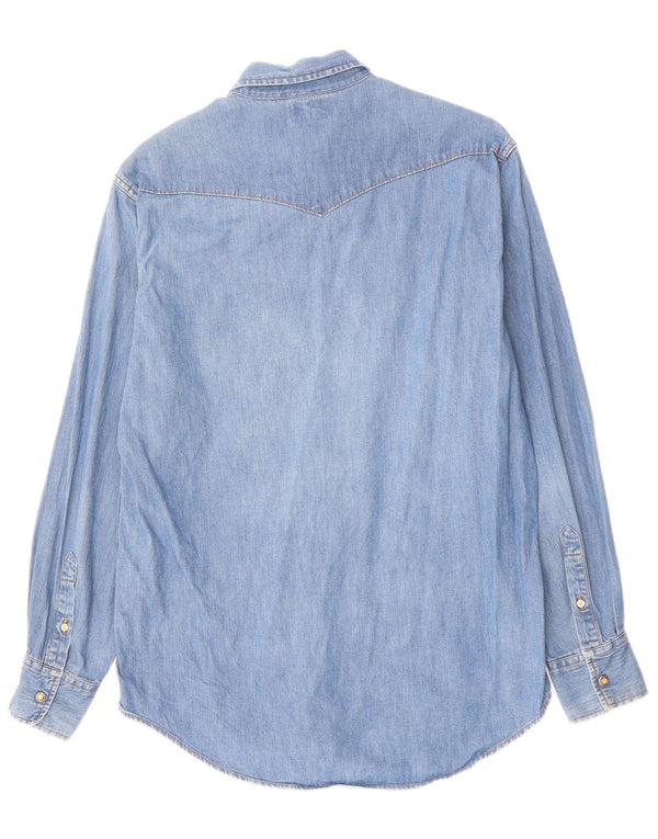 Camisa jeans masculina SISLEY azul médio