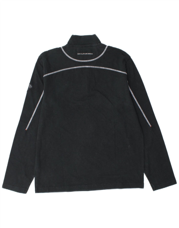 Top masculino com zíper e manga comprida XL de algodão preto Gas