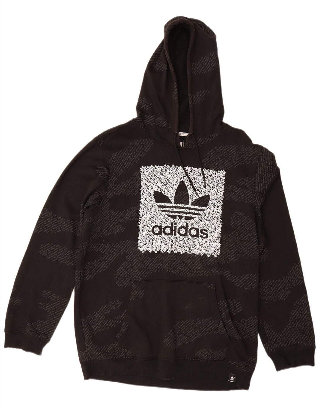 ADIDAS Mens Graphic Hoodie Jumper Grande Algodão Camuflado Preto