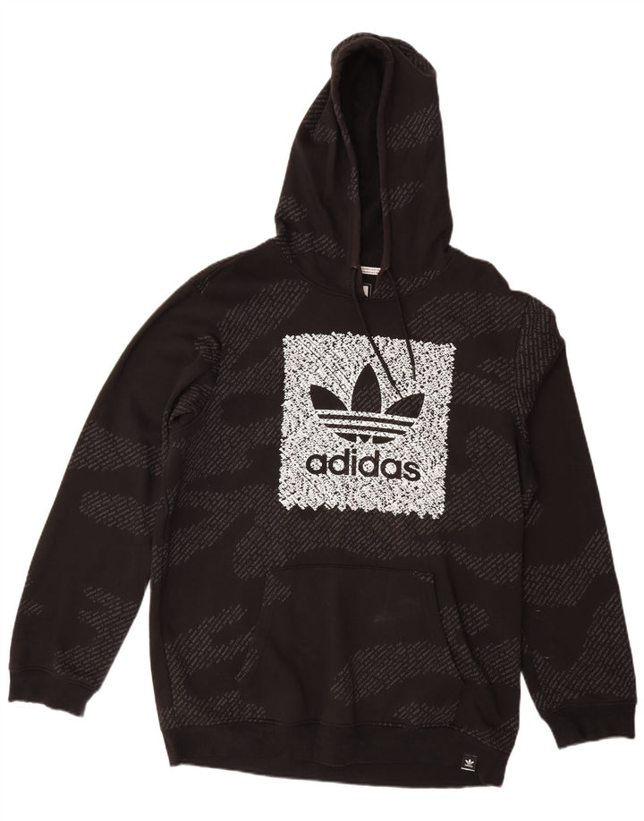ADIDAS Mens Graphic Hoodie Jumper Grande Algodão Camuflado Preto