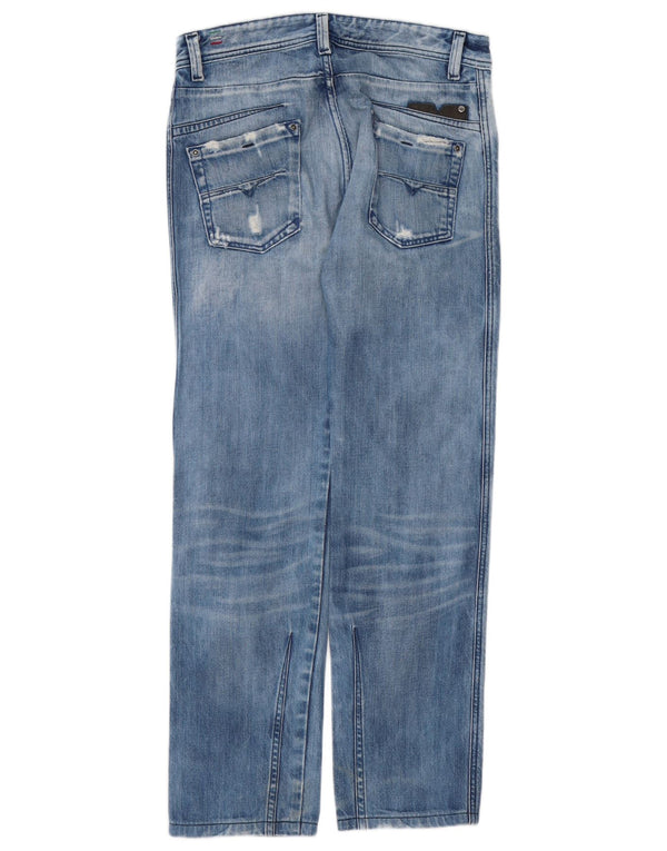Diesel Mens Darron Distressed Straight Jeans W30 L30 Azul Algodão